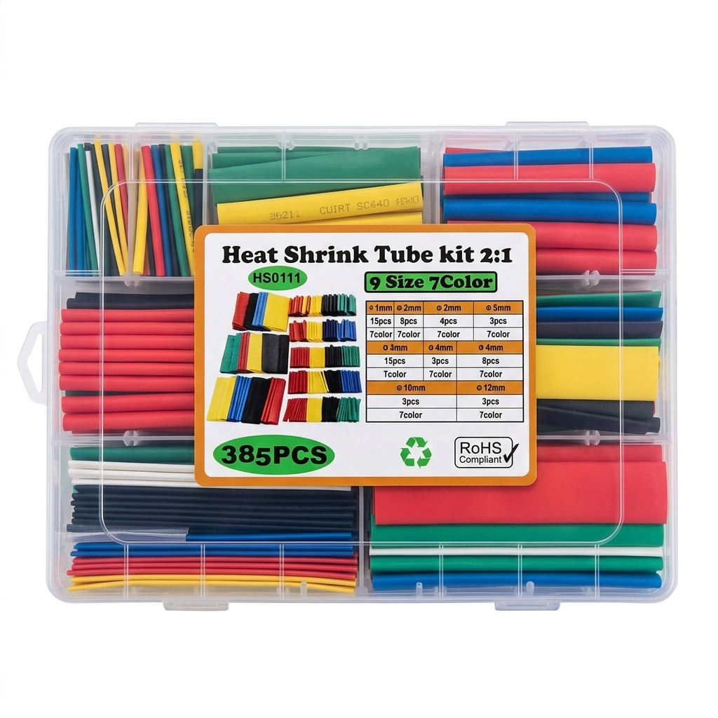 Heat Shrink Tube Kit | 9 Sizes | 7 Colors | 385 pcs